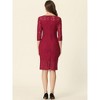 Allegra K Women's Lace 3/4 Sleeve Square Neck Knee Length Sheath Dress - 3 of 4