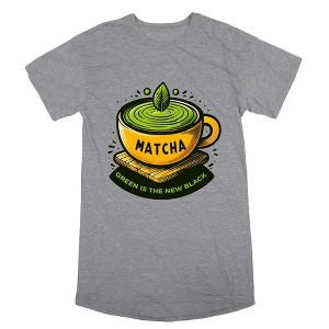 Matcha Teacup Green Is The New Women's Black Night Shirt - 1 of 2