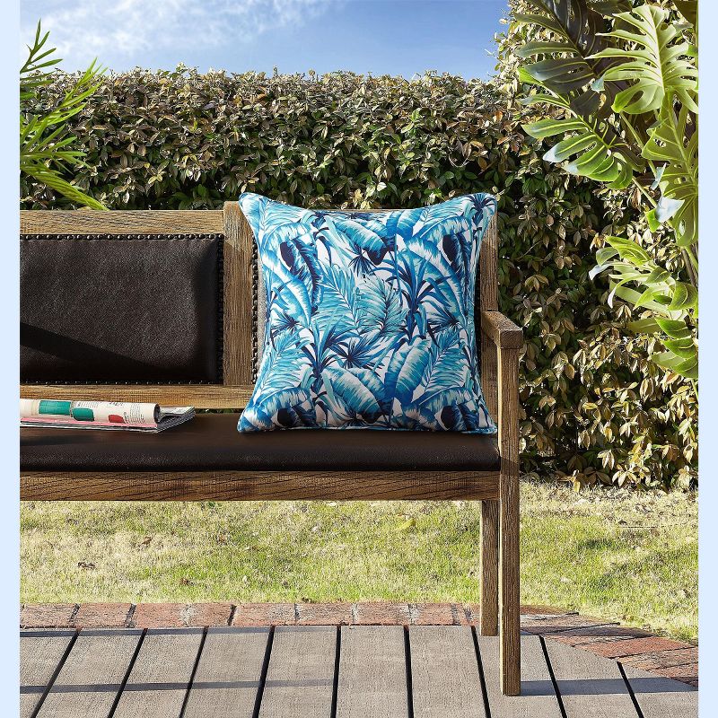 Kate Aurora 2 Piece Blue Tropical Floral Indoor/Outdoor Oversized & Overfilled Zippered Throw Pillow - 20" X 20", 2 of 3