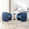 SEYNAR Modern Teddy Upholstered Accent Pumpkin Chair with Openwork Design Set of 2 - 2 of 4