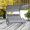Tangkula Outdoor Double Chaise Rocker Rocking Daybed Sun Lounger w/ Sun Shade Canopy - 3 of 4