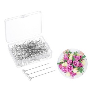 Unique Bargains Stainless Steel Clear Diamond Wedding Corsage Boutonnieres Pins - 1 of 4