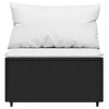 vidaXL Patio Middle Sofa - Black Poly Rattan with Cushions, Weather-Resistant, Powder-Coated Steel Frame, Modular Design, Padded Comfort - 3 of 4