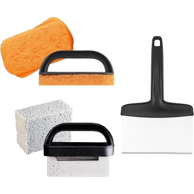 BRINJOY Professional 8-Piece Griddle Cleaning Kit, Stainless Steel, Black