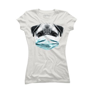 Junior's Design By Humans Masked Pug By clingcling T-Shirt - 1 of 3