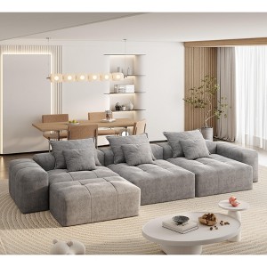 KWPZQEB Modular Sectional Sofa, Comfy Cloud Couch with Movable Ottoman & Pillows, Oversized Chenille Modular Sofa for Living Room - 1 of 4