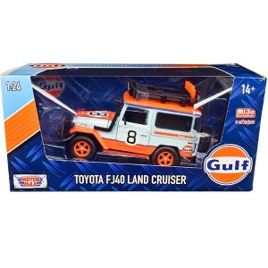 Toyota FJ40 Land Cruiser #8 "Gulf Oil"  White Limited Edition to 2,400 pieces Worldwide 1/24 Diecast Car by Motormax - 1 of 3