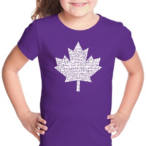 LA Pop Art Girl's Word Art T-shirt - CANADIAN NATIONAL ANTHEM - 1 of 4
