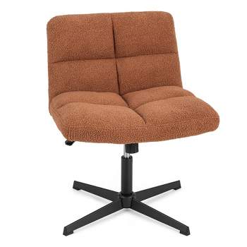 Costway Armless Office Desk Chair Modern Swivel Vanity Chair with Adjustable Height Grey/Brown/Beige