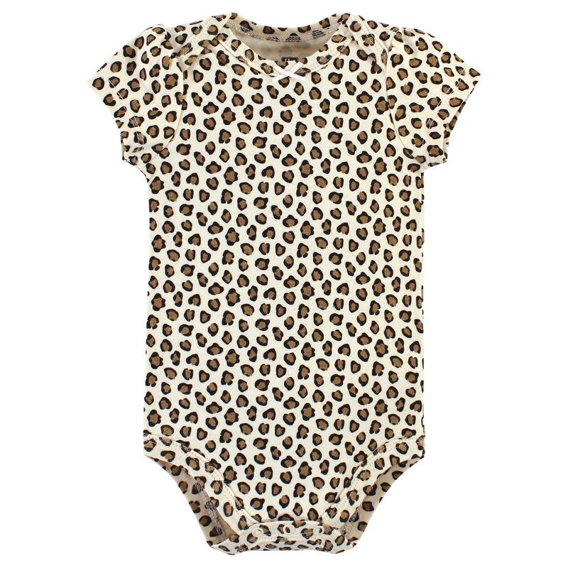 Hudson Baby Infant Girl Cotton Bodysuits, Leopard Hearts, 5 of 6
