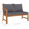 vidaXL Patio Bench 45.1" with Dark Gray Cushion, Solid Acacia Wood - 4 of 4