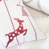 Gulches White Christmas Throw Pillow 20¡Á20" with Red Embroidered Reindeer and Snowflakes - 3 of 4