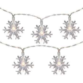 Northlight 10-Count LED Snowflake Christmas Fairy Lights, 4.25ft, Copper Wire