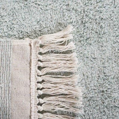 Light Blue and Ivory 4' x 6' Hand-Knotted Washable Rug