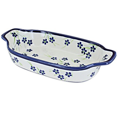 Blue Rose Polish Pottery 1281 Zaklady Rectangular Serving Dish