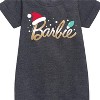 - Barbie - Barbie Logo Santa Hat Graphic Short Sleeve Fleece Dress - 2 of 3