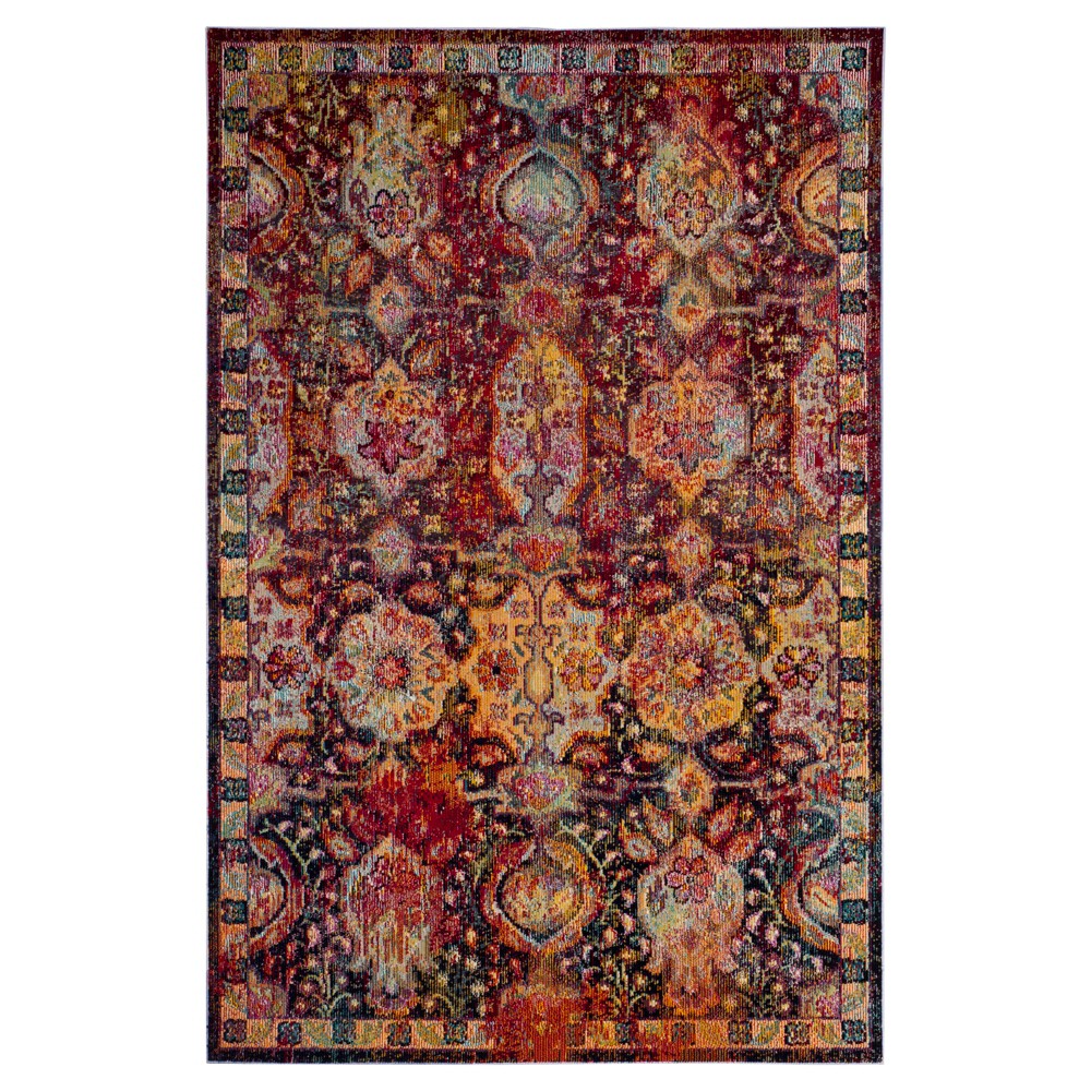 Navy/Orange Medallion Loomed Area Rug 9'X12' - Safavieh