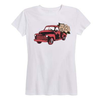 Women's - Country Casuals - Vintage Truck With Flowers Short Sleeve Graphic T-Shirt