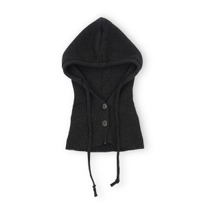 Anna-Kaci Women's Ribbed Knit Hooded Neck Warmer with Button Closure and Drawstring Design - 1 of 4