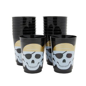 Sparkle and Bash 16 Pack Plastic Tumbler Cups for Kids, Pirate Birthday Party Supplies, 16 oz - 1 of 4