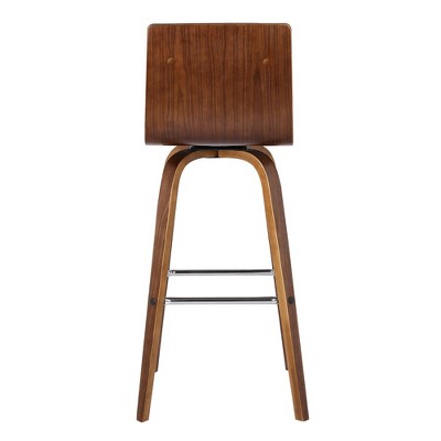 Vienna Contemporary Swivel Bar Stool in Walnut & Brown Leather