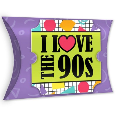 Big Dot of Happiness 90’s Throwback - Favor Gift Boxes - 1990s Party Large Pillow Boxes - Set of 12