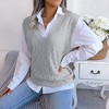 Coolmee Sweater Vest for Women V Neck Sleeveless Hollow Out Loose Pullover Sweater Vest - 4 of 4