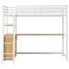 YOOCOZZ Twin Size Metal&Wood Loft Bed with Desk and Shelves, Two Built-in Drawers, LED Light and USB Charging Station - White - 3 of 4