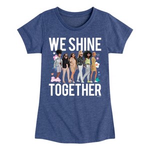 Girls' - Barbie - We Shine Together Fitted Short Sleeve Graphic T-Shirt - 1 of 4