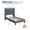 Bed Frame with Charging Station & LED Lights, Modern Platform Bed with Wooden Slats, Upholstered Headboard, No Box Spring, Easy Assembly - 2 of 4