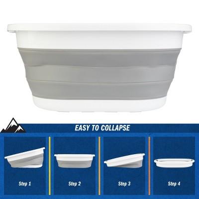 Gray and White 39L Collapsible Plastic Laundry Basket