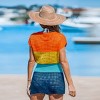Women's Colorblock Crochet Smocked Waist Dolman Sleeve Mini Cover-Up Dress - Cupshe - 4 of 4