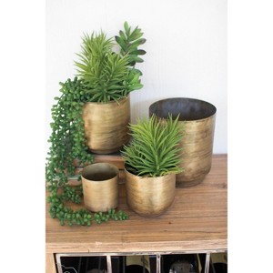 Metal Aged Brass Flower Pots – 3.5"H Decorative Planters, Set of Four by Kalalou - 1 of 3