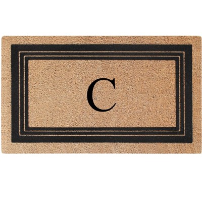A1HC Natural Coir and PVC Backing 18"x30" Classic Border Monogrammed Flock Door Mat, Anti-Shed Doormat