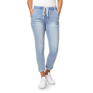 Angels Forever Young Signature Relaxed Denim Joggers For Women, 29" Inseam, Elastic Drawstring Waistband - 1 of 3