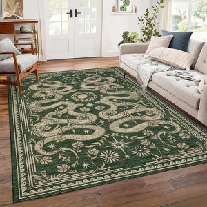 TackView Area Rug for Living Room Forest Soft Low-Pile Stain Resistant Thin Carpet for Bedroom Dining Nursery - 1 of 4