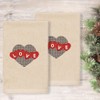 Linum Home Textiles Love Hearts - Embroidered Luxury 100% Turkish Cotton Hand Towels (Set of 2) - 2 of 3