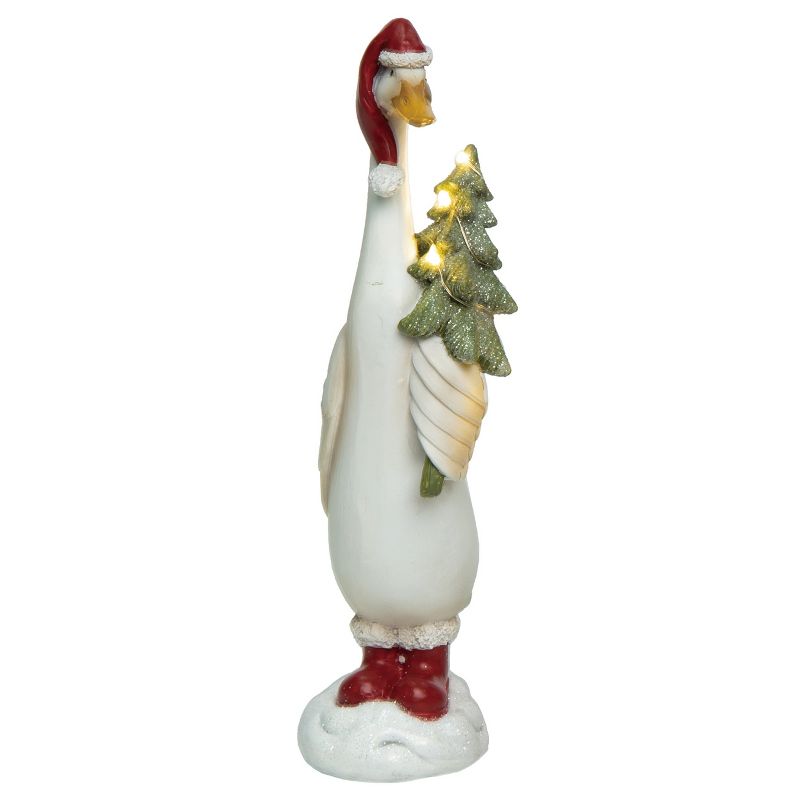 Transpac Resin 10.25 in. Multicolored Christmas Light Up Duck Figurine, 1 of 2