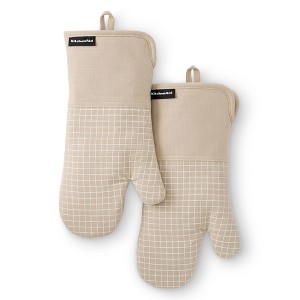 KITCHENAID Gourmet Series Gridlines Oven Mitts 2-Pack Set - 1 of 4
