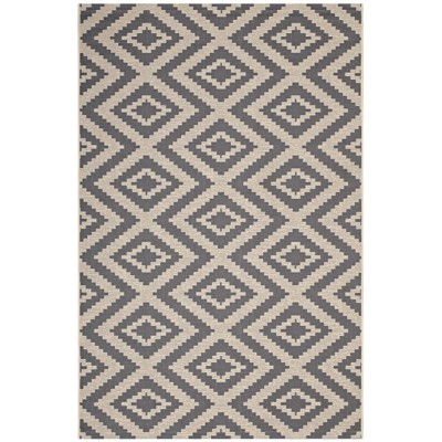 Modway Jagged Geometric Diamond Trellis 8x10 Indoor and Outdoor Area Rug - Gray/Beige,  100% Soft Polypropylene ,  Tight Low Pile Weave