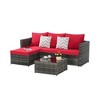 3-Pieces Outdoor Patio L-Shaped Sectional Sofa Set with Glass Coffee Table - 2 of 4