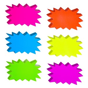 Juvale 60 Pack Neon Starburst Sale Signs for Retail Store Display, Price Tag, Bulletin Board Cutouts for Classroom Supplies (6 Colors, 3 x 5 In) - 1 of 4