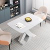 CENGHU Modern Square Dining Table, White Table Top, MDF X-Shape Table Leg with Metal Base, Stretchable End Table for Dining Room, Living Room - 4 of 4