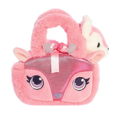 Aurora Small Glitter Fawn Fancy Pals Fashionable Stuffed Animal Pink 8"