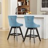 PAGED Swivel Velvet Bar Stools Set of 2, Button Tufted Counter Stools with Wooden Legs and Chrome Nailhead Trim, Dining Chairs for Kitchen - 4 of 4
