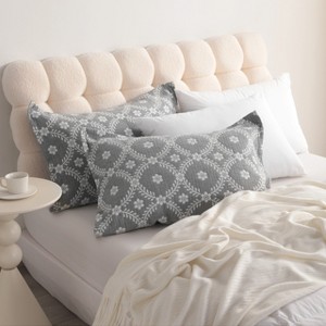 2 Pack Triple-Layer Cotton Pillow Shams, Breathable Thermal Yarn-Dyed Pillowcases - NTBAY - 1 of 4