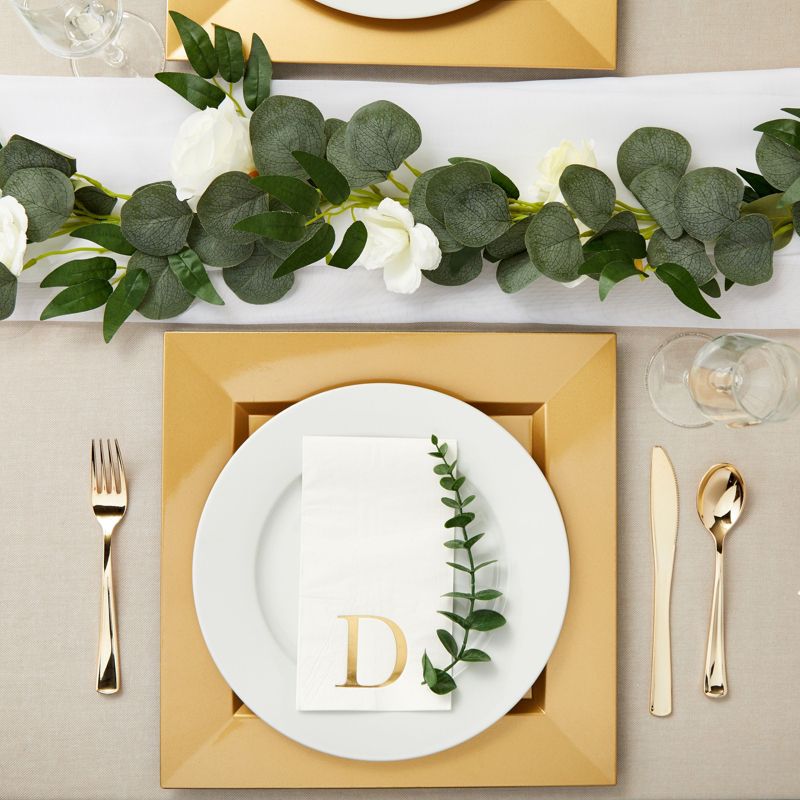Sparkle and Bash 100 Pack Gold Foil Initial Letter D White Monogram Paper Napkins for Dinner Party, 4 x 8 In, 2 of 8