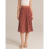 Women's Chiffon Pleated Midi Skirt - High Elastic Waist A-Line Swing Skirt Brown - 3 of 4