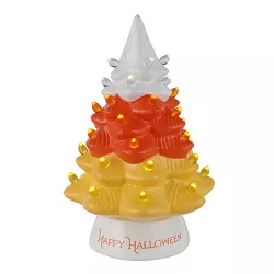 Mr. Halloween Nostalgic Ceramic LED Halloween Tree - Candy Corn - 12"