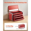 VEVOR Metal Tool Box, 8.6-inch, Portable Metal Tool Box with 3 Drawers, Small Tool Chest with EVA Liners and PP Feet Pads, Heavy-Duty Steel, Red - 3 of 4